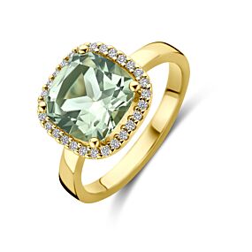 ring groen amethist en diamant 0.14ct h si